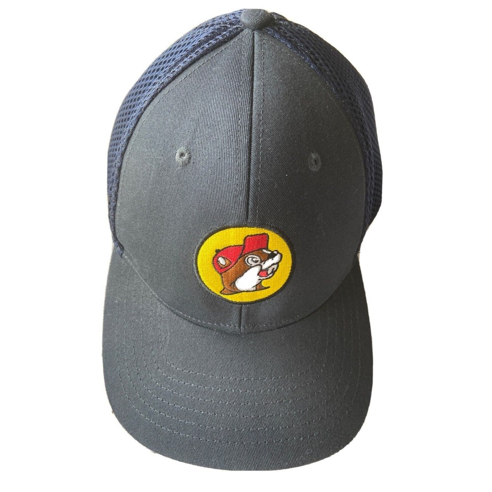 BUC-EE'S Beaver LG/XL Trucker Hat Cap Bucees Black/Blue Unisex Adult Mesh Back